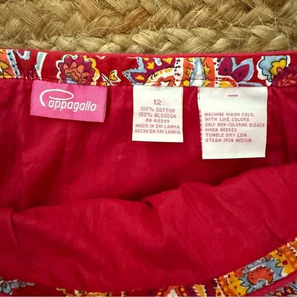 Pappagallo Size 12 Red Pleated Paisley Cotton Skirt - Picture 3 of 5